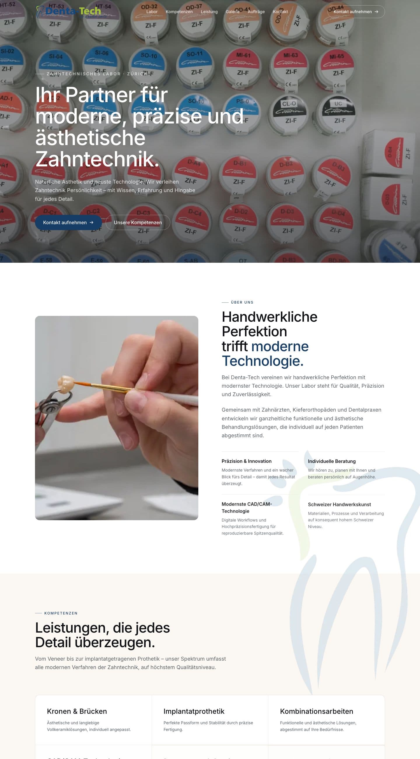 Screenshot der Website von Denta-Tech