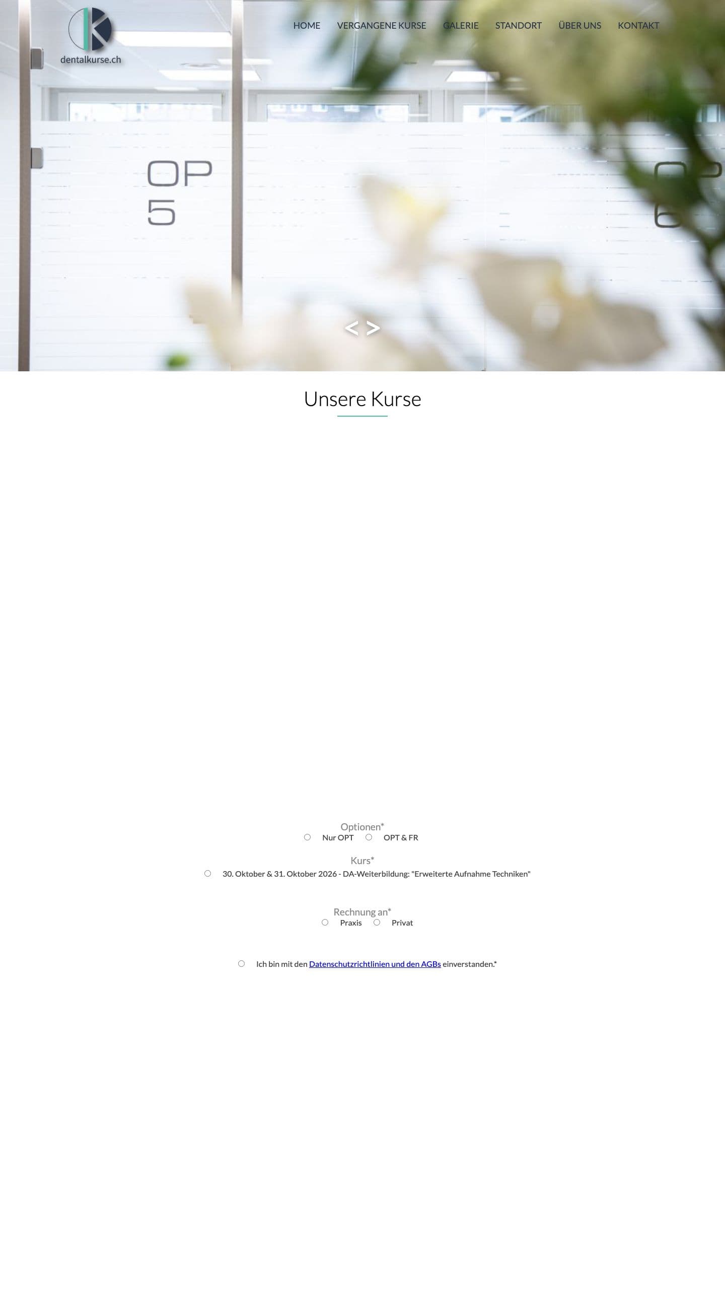 Screenshot der Website von dentalkurse.ch