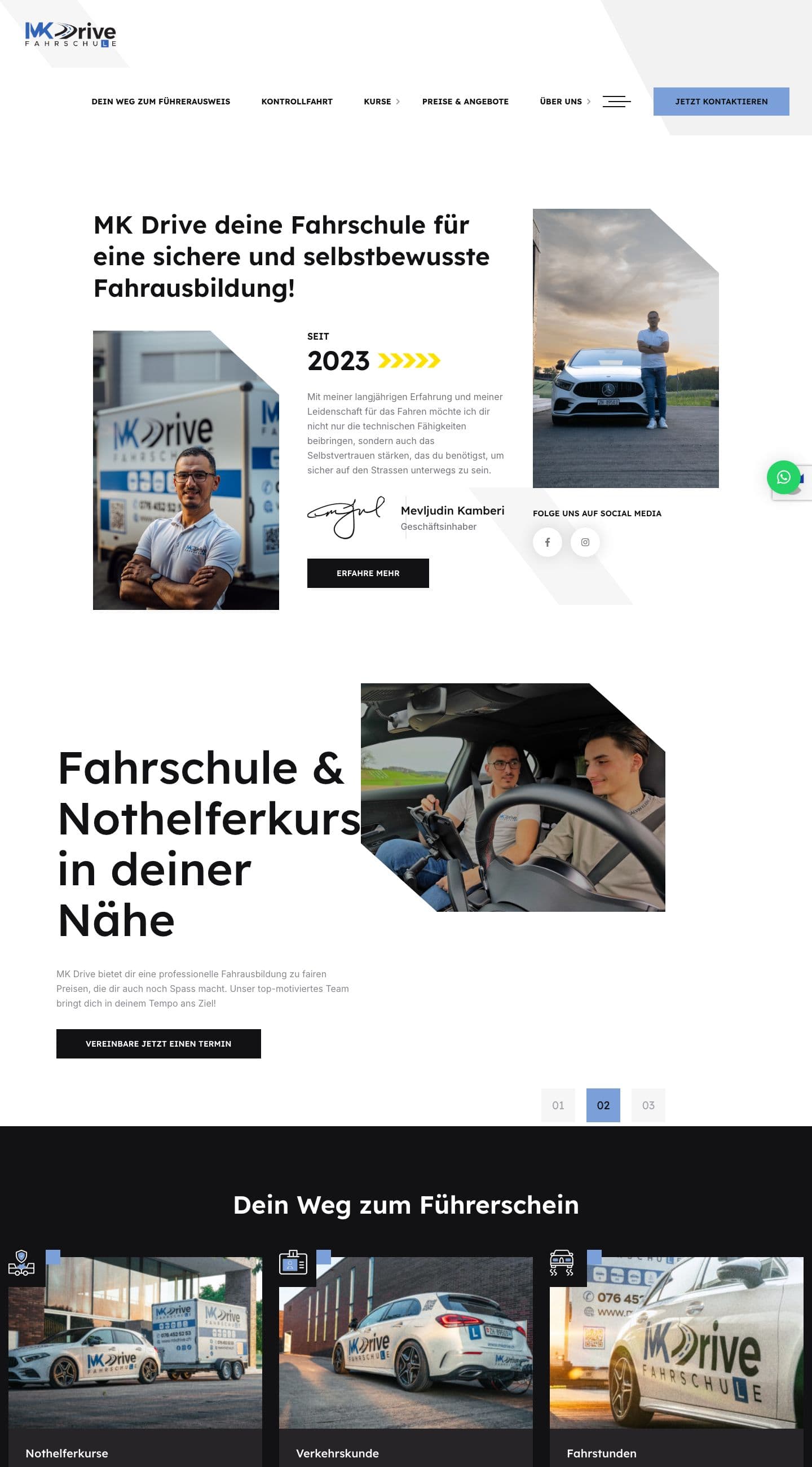 Screenshot der Website von MK Drive
